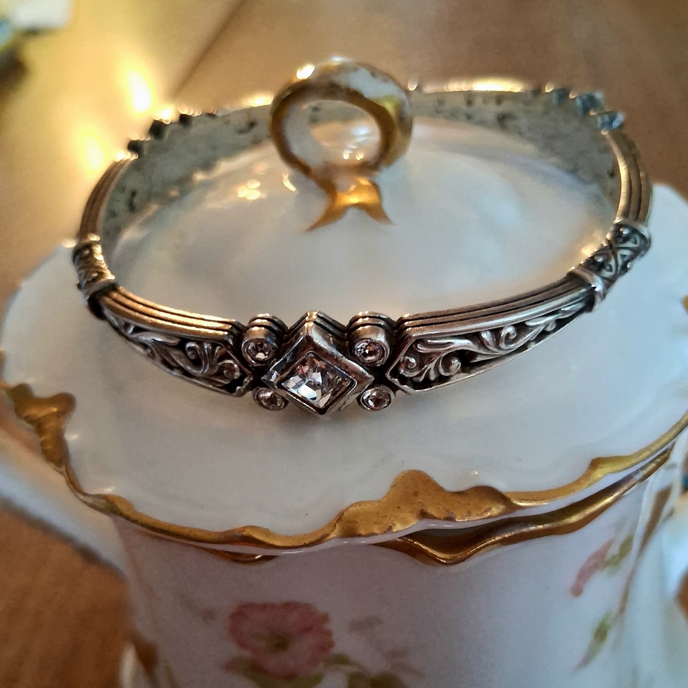 Brighton Silver-Tone Filigree Bracelet with Crystal